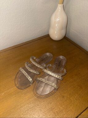 Wild Diva clear Crystal Strap Slide Sandals